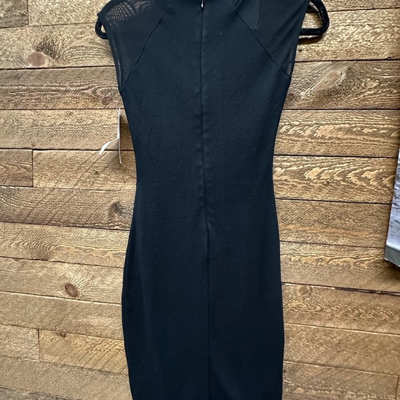 French Connection Black Sheath Dress with Sheer Mesh Detail Women’s Size 0 - Picture 3 of 6